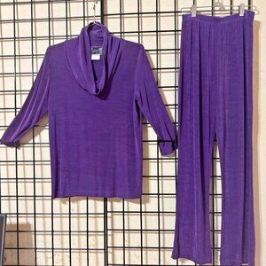 NWOT New w/o TAGS Slinky Brand 2-Pc Set Top/Pant-Travels GREAT X-SMALL Purple